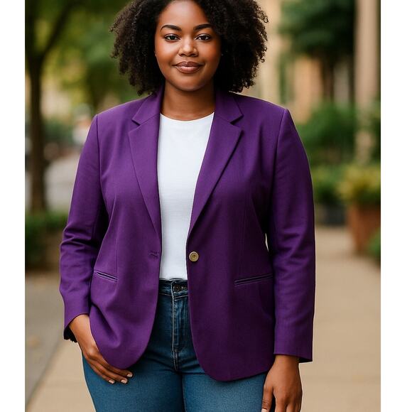 Vintage Savannah Blazer Womens 20 Purple Wool Sport Coat Jacket Boho Chic Preppy - Picture 1 of 10